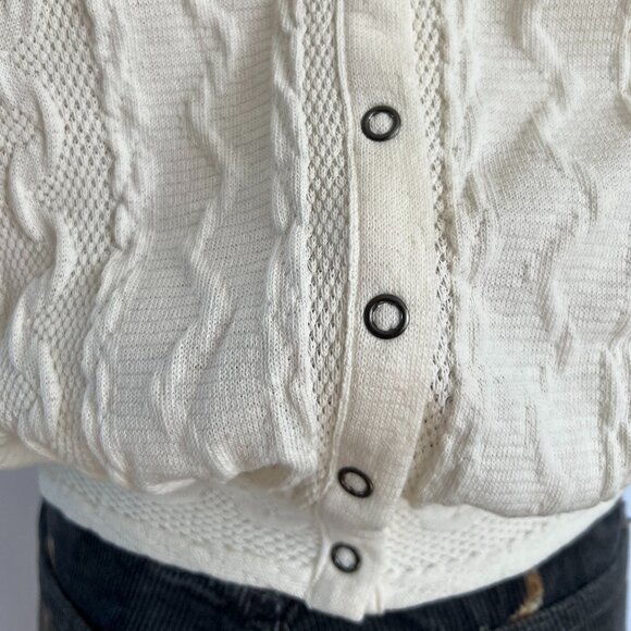 Free People Cream Cable Knit & Jersey Blouse – Cozy & Romantic 🤍 - Picture 2 of 10